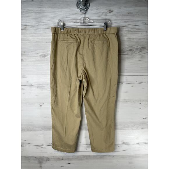 Lands End Pants Womens 14 Khaki Mid Rise Chino Elastic Waist Pull-On Stretch - Picture 6 of 12